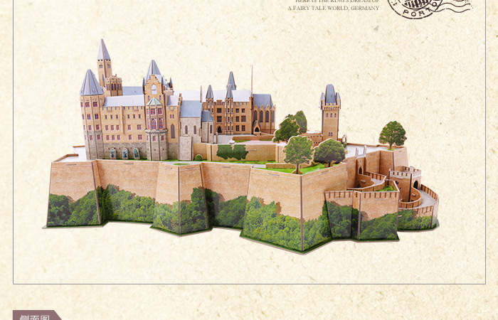 Cubicfun 3D Paper Puzzle MC232h Hohenzollern Castle Paper Building Model Kits, Paper Toys.