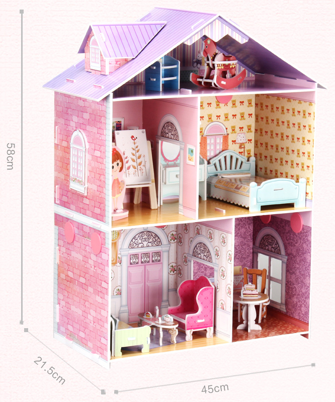 Cubicfun 3D Paper Puzzle K1201h Dollhouse Paper Playset Kits, Girl Toys.