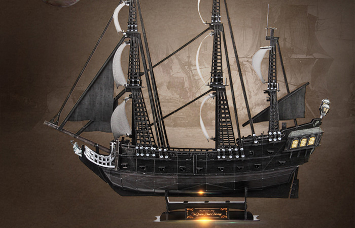 Cubicfun 3D Puzzle T4018h Queen Anne's Revenge Blackbeard's Ship Model Kits, Paper Toys.