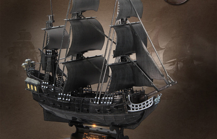 Cubicfun 3D Puzzle T4018h Queen Anne's Revenge Blackbeard's Ship Model Kits, Paper Toys.
